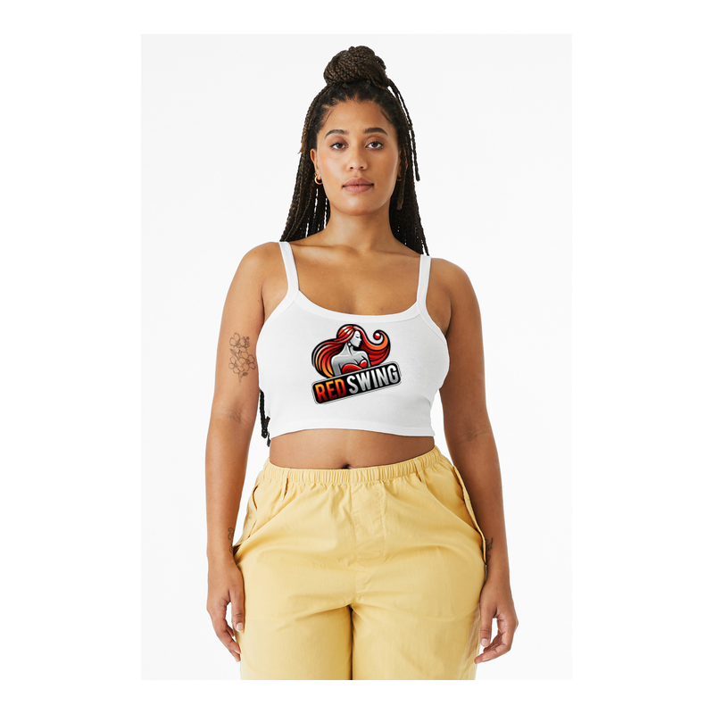 Red Swing Micro Rib Spaghetti Strap Tank