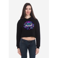 Hip Hop Red Swing Women's Cropped Fleece Hooded Sweatshirt