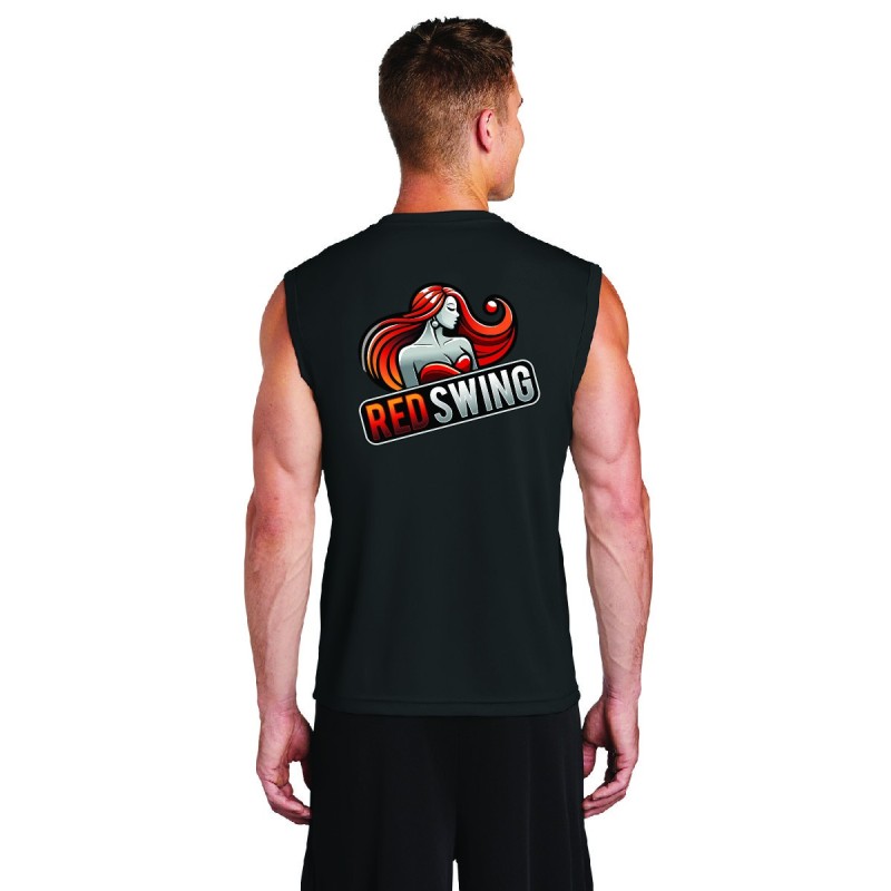 Polyester Red Swing Muscle Shirt