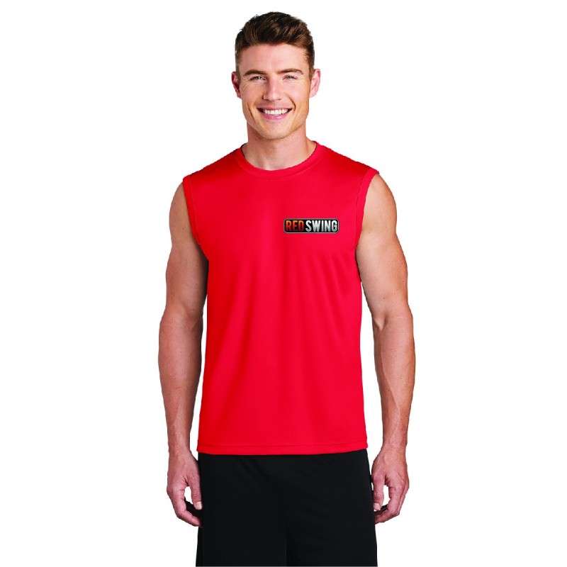 Polyester Red Swing Muscle Shirt